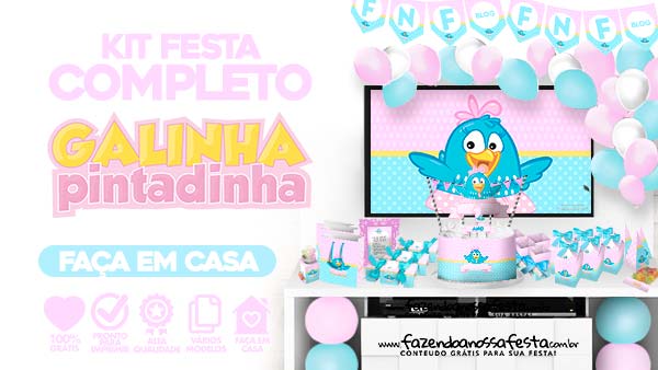 Kit Festa Galinha Pintadinha Rosa para imprimir