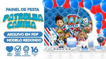 Painel Festa Patrulha Canina Usando Folhas A4 para Imprimir Painel Festa Patrulha Canina