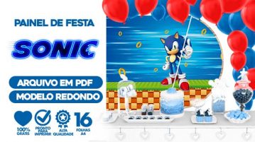 Painel Festa Sonic Usando Folhas A4 para Imprimir Painel Festa Sonic Gratis