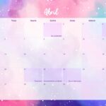 Calendario Mensal 2021 Abril Colorido