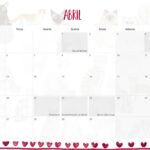 Calendario Mensal 2021 Abril Gatos