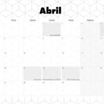Calendario Mensal 2021 Abril Preto e Branco