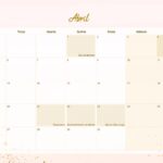 Calendario Mensal 2021 Abril Rose Gold