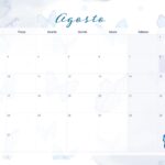 Calendario Mensal 2021 Agosto Borboletas Azuis