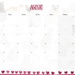 Calendario Mensal 2021 Agosto Gatos
