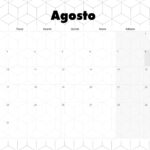Calendario Mensal 2021 Agosto Preto e Branco