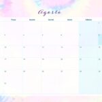 Calendario Mensal 2021 Agosto Tie Dye