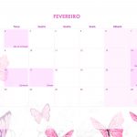 Calendario Mensal 2021 Borboleta fevereiro