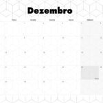 Calendario Mensal 2021 Dezembro Preto e Branco