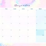 Calendario Mensal 2021 Dezembro Tie Dye