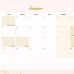 Calendario Mensal 2021 Fevereiro Rose Gold