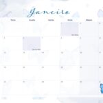 Calendario Mensal 2021 Janeiro Borboletas Azuis