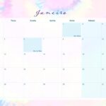Calendario Mensal 2021 Janeiro Tie Dye