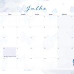 Calendario Mensal 2021 Julho Borboletas Azuis