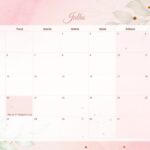 Calendario Mensal 2021 Julho Floral