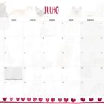 Calendario Mensal 2021 Julho Gatos