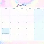 Calendario Mensal 2021 Julho Tie Dye