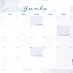 Calendario Mensal 2021 Junho Borboletas Azuis