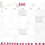 Calendario Mensal 2021 Junho Gatos