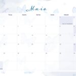 Calendario Mensal 2021 Maio Borboletas Azuis
