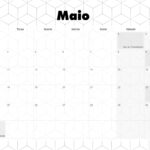 Calendario Mensal 2021 Maio Preto e Branco