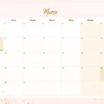 Calendario Mensal 2021 Janeiro Rose Gold