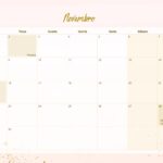 Calendario Mensal 2021 Novembro Rose Gold