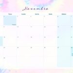 Calendario Mensal 2021 Novembro Tie Dye