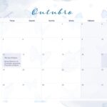 Calendario Mensal 2021 Outubro Borboletas Azuis