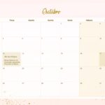 Calendario Mensal 2021 Outubro Rose Gold