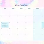 Calendario Mensal 2021 Outubro Tie Dye