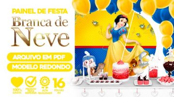 Painel Festa Branca de Neve Usando Folhas A4 para Imprimir Painel Festa Branca de Neve