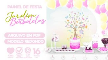 Painel Festa Jardim das Borboletas Usando Folhas A4 para Imprimir Painel Festa Jardim das Borboletas
