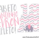 Alfabeto Elefantinho Rosa e Cinza Chevron