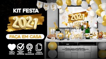 Kit Festa Ano Novo 2021 Grátis para Imprimir em Casa Kit Festa Ano Novo 2021