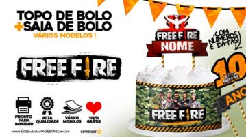 Topo de Bolo Free Fire e Saia de Bolo para Imprimir Topo de Bolo Free Fire para imprimir