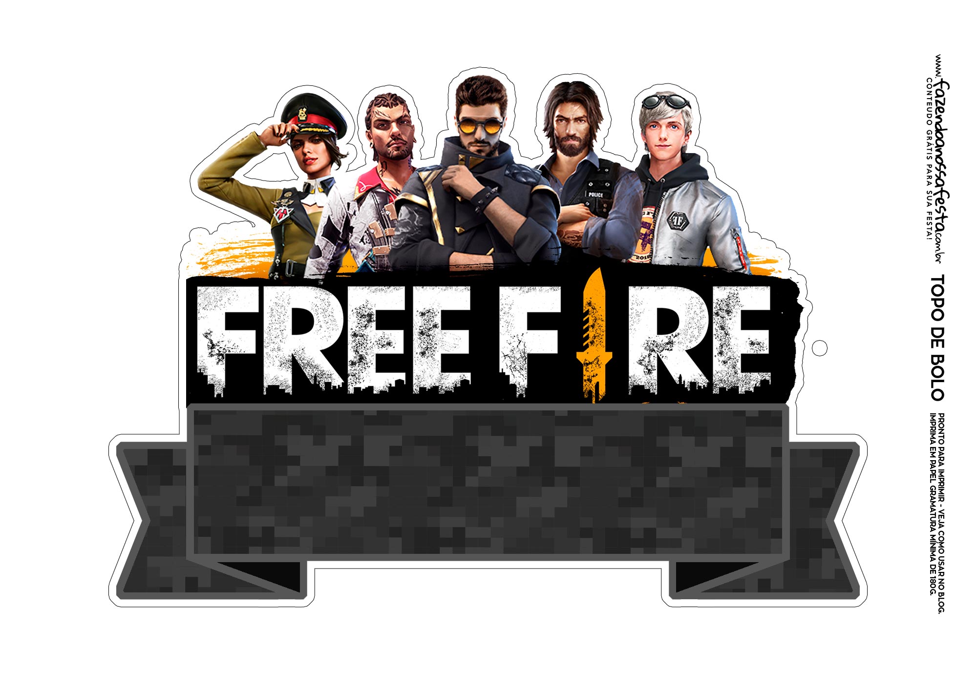 Topo de bolo personalizado free fire - Fazendo a Nossa Festa