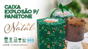 Caixa Explosiva Panetone de Natal Grátis para Baixar e Imprimir Caixa Explosao Panetone para Natal