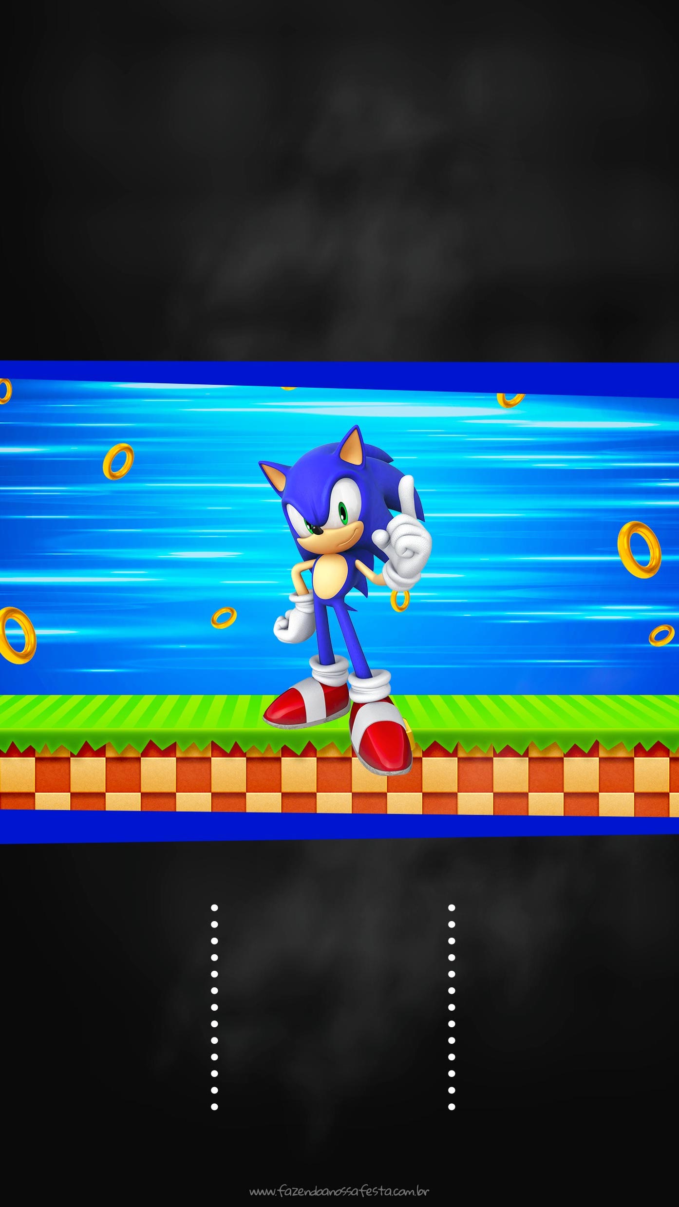 Convite Digital Sonic Azul com Foto da Criança para Enviar pelo Zap