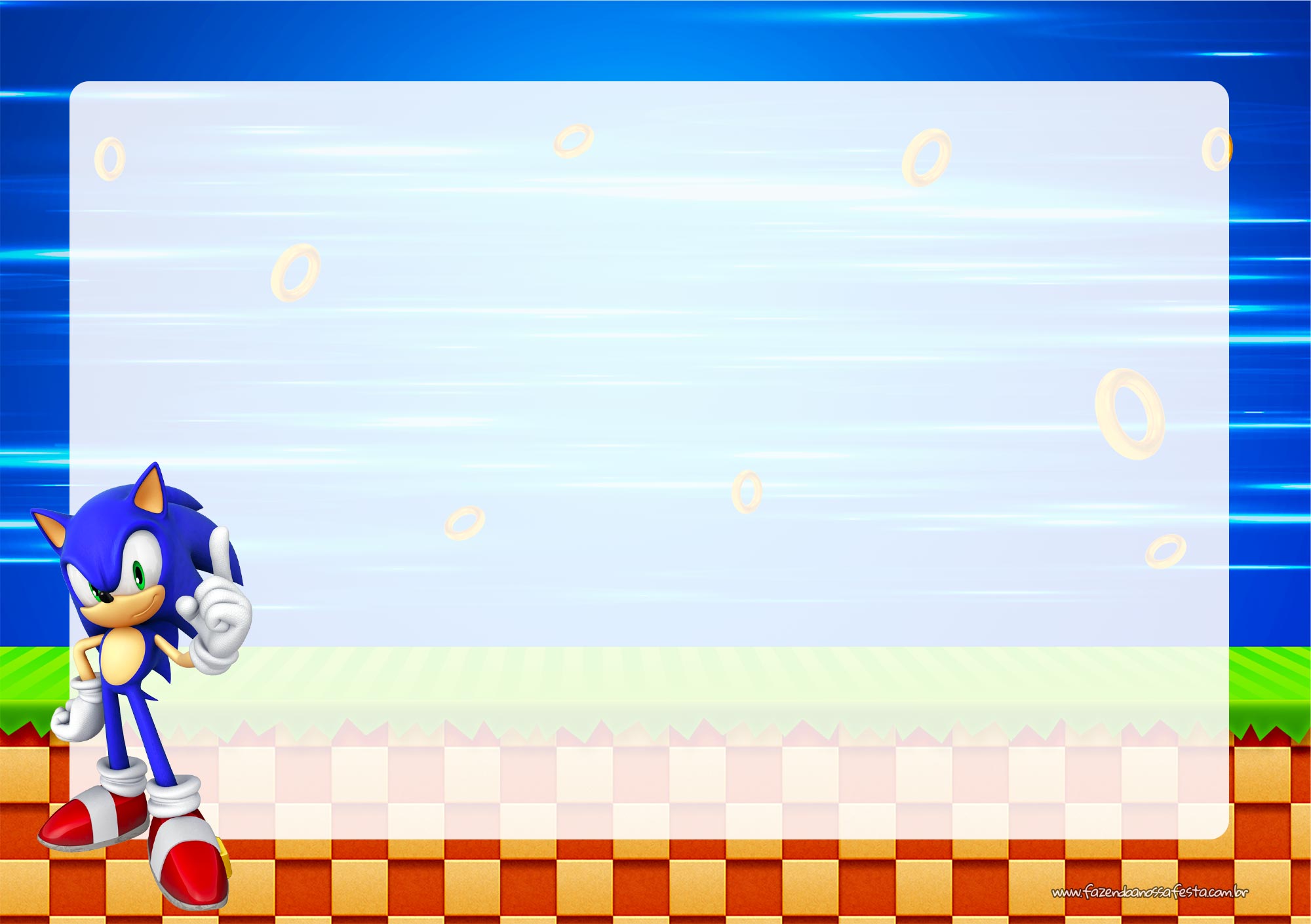 Convite Sonic editavel - Fazendo a Nossa Festa