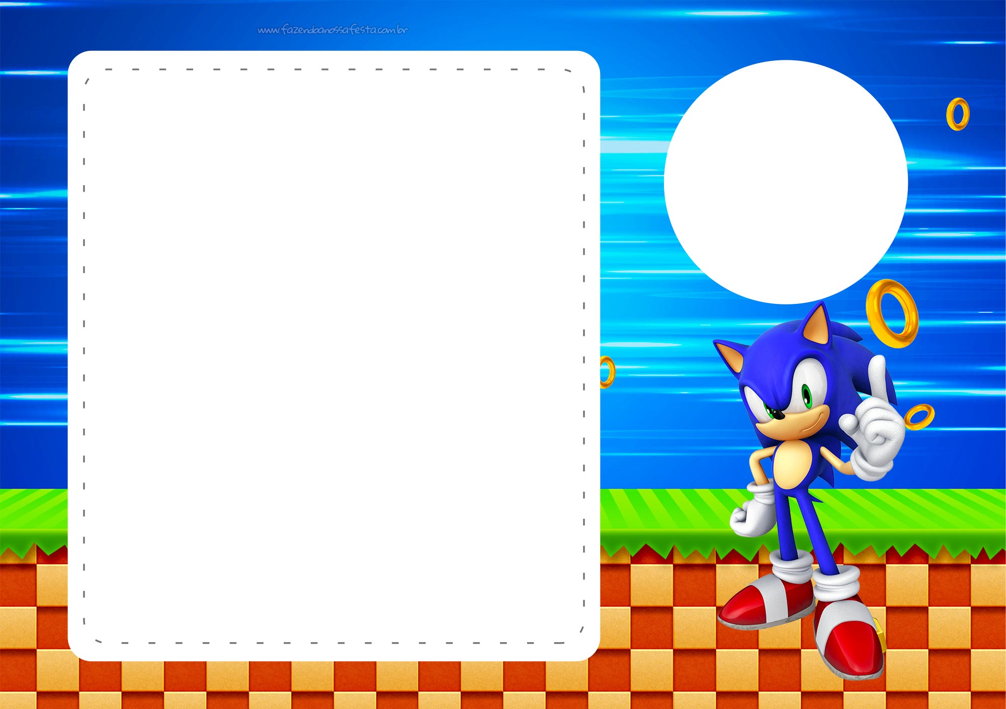 Convite online Sonic grátis para editar