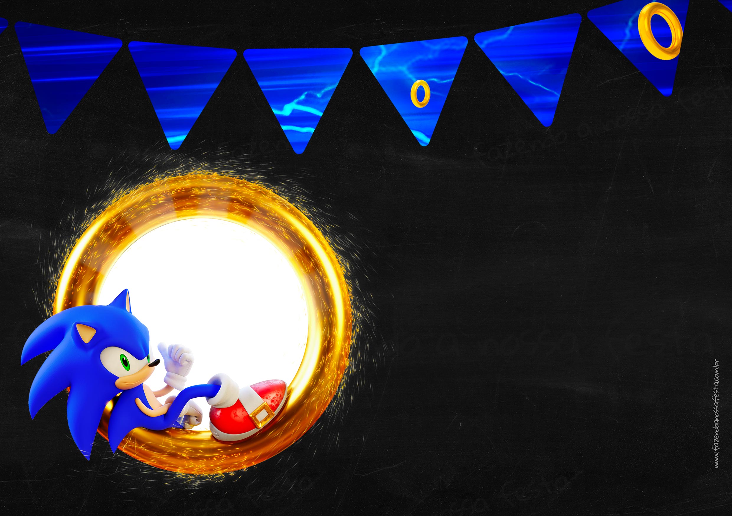 Convite Sonic editavel - Fazendo a Nossa Festa