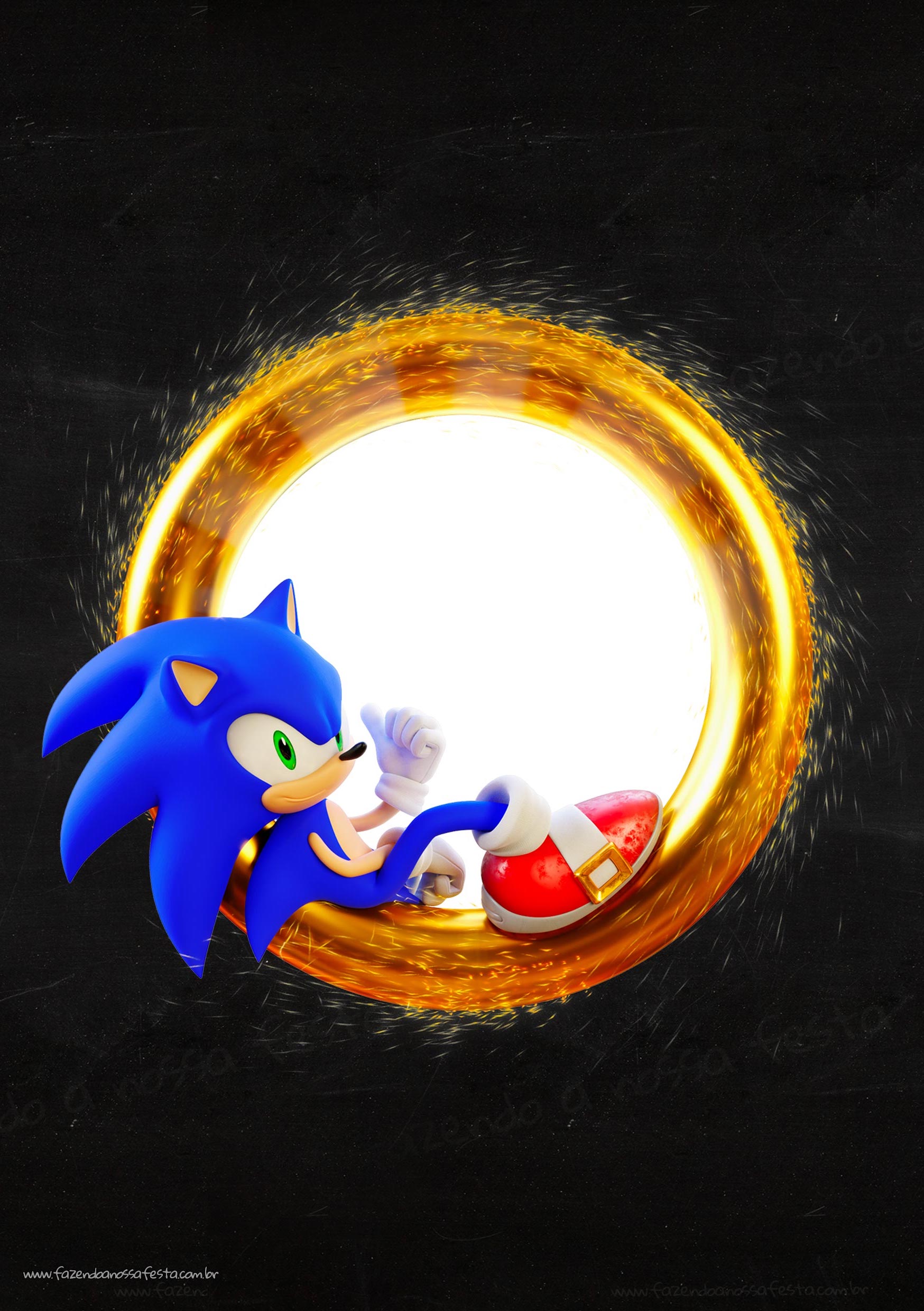 Convite Sonic editavel - Fazendo a Nossa Festa