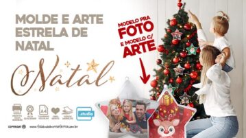 Estrela de Natal com Foto Molde Grátis para Personalizar Estrela de Natal com Foto Molde