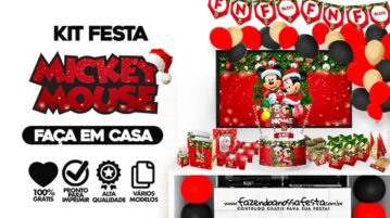 Kit Festa Natal Mickey e Minnie Grátis para Imprimir em Casa Kit Festa Natal Mickey e Minnie