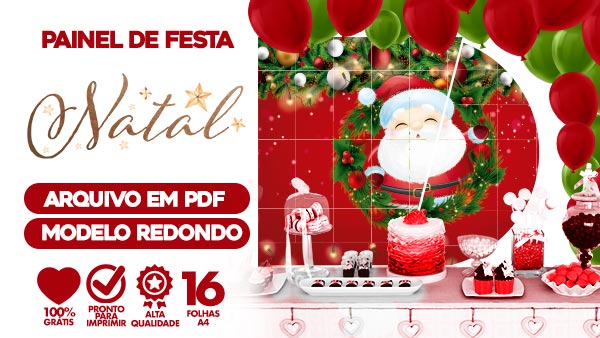 Painel Festa Retangular Tema Natal em Família