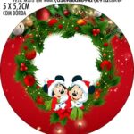 Rotulo Redondo Natal Mickey e Minnie