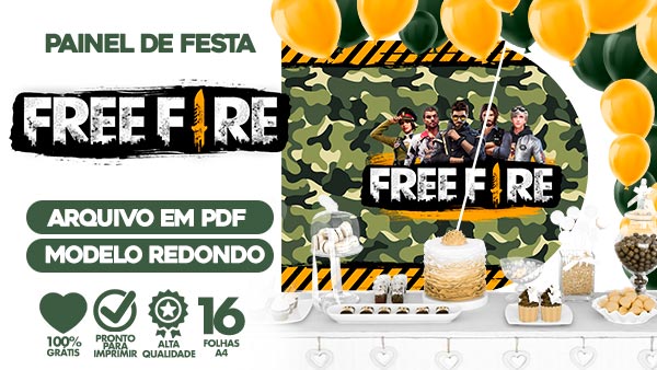 Painel Festa Free Fire Usando Folhas A4 para Imprimir