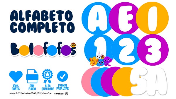 Alfabeto Bolofofos Letras e Numeros para Imprimir