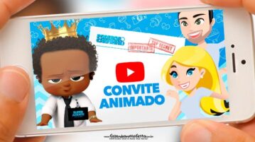 Convite Animado Poderoso Chefinho Afro para Baixar e Editar Convite Animado Poderoso Chefinho Afro